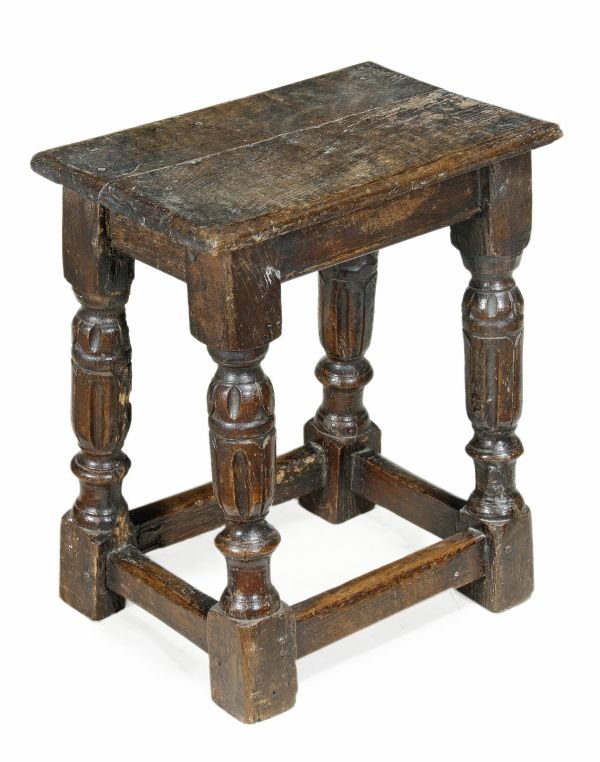 An oak joint stool, circa 1660 and later, rectang