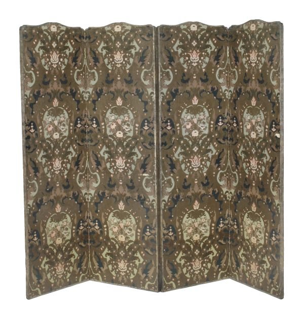 An Edwardian embossed and painted and gilt paper f