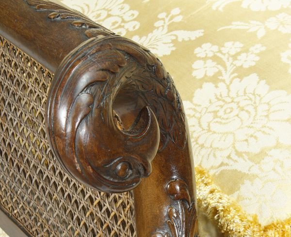 A carved mahogany three piece bergere suite, in Ge - 3