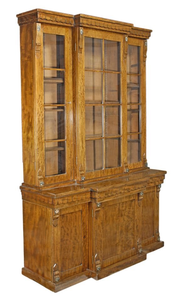 A Victorian mahogany breakfront library bookcase,
