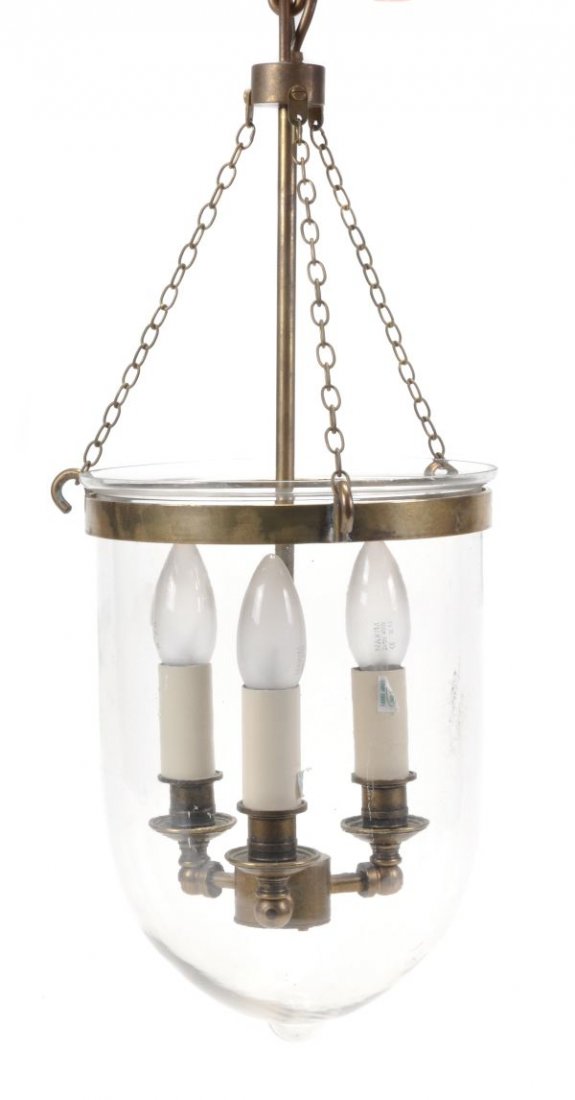 A gilt brass and glass ceiling lantern, second ha