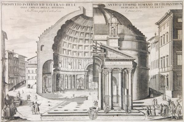 Two framed prints depicting the Colosseum and The
