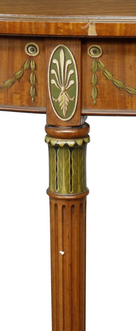 An Edwardian satinwood and painted oval centre tab - 2