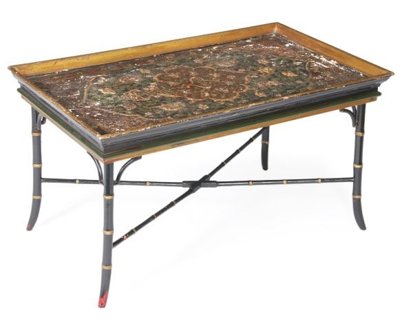 A Kashmiri polychrome lacquer and parcel gilt deco