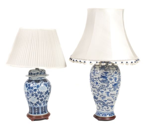 A Chinese blue and white glazed porcelain baluster