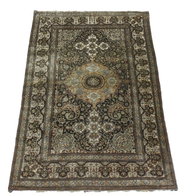 A silk Tabriz rug, approximately 226 x136cm