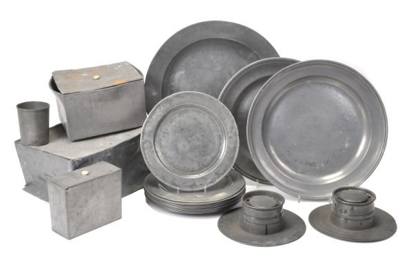A collection of domestic pewter flatware, 19th ce