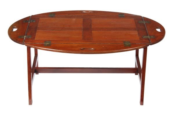 A mahogany butlers tray on stand, the tray circa - 2