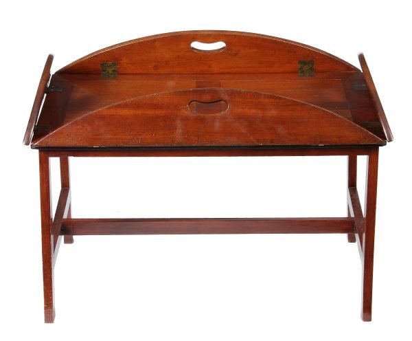 A mahogany butlers tray on stand, the tray circa - 3