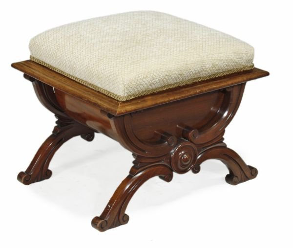 A William IV mahogany stool, circa 1835, with hing