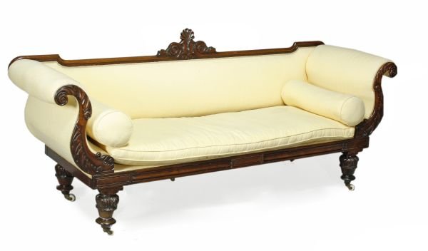 A George IV rosewood and upholstered settee, circ