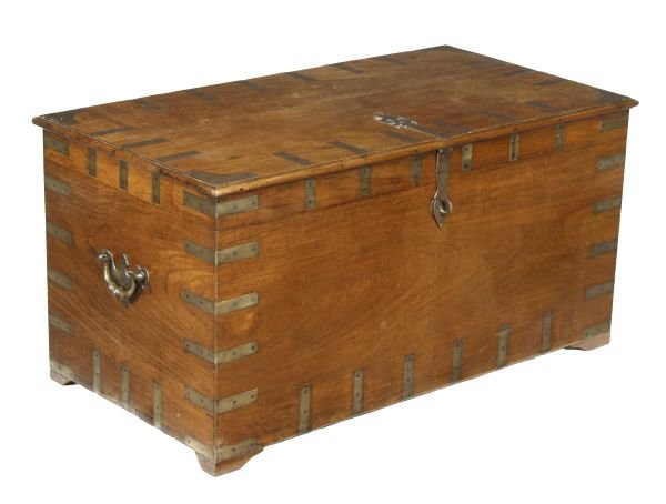 A hardwood and brass mounted chest, late 19th/ ea