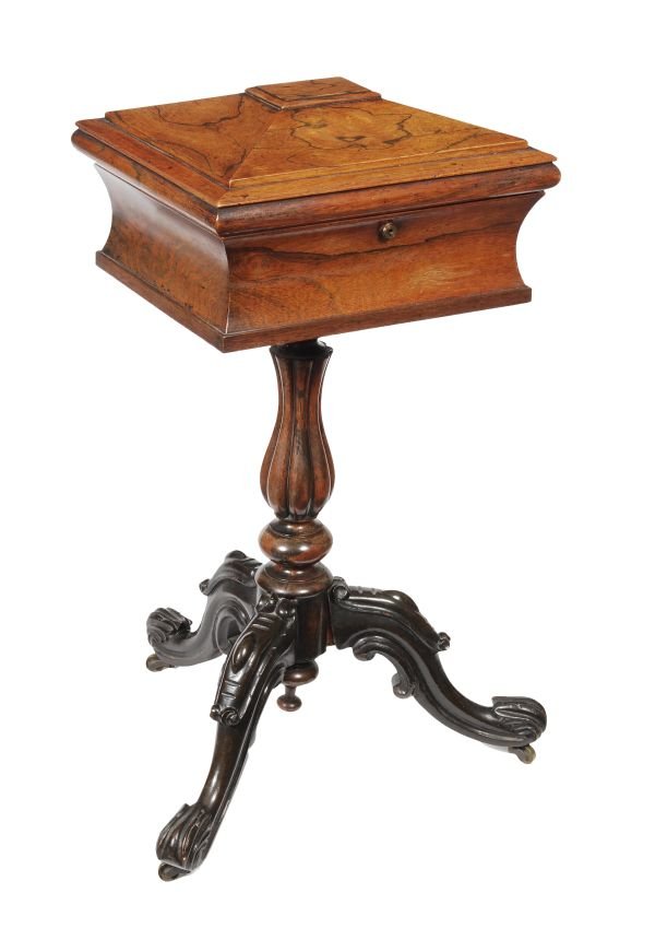 A William IV rosewood teapoy , circa 1835, sarcoph