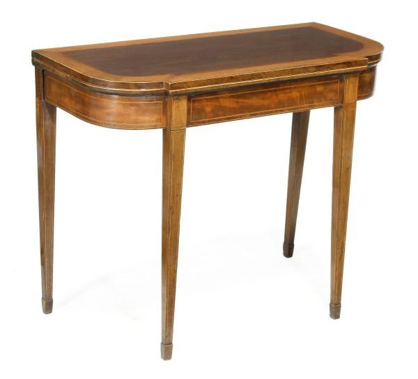 A George III mahogany breakfront folding card tabl
