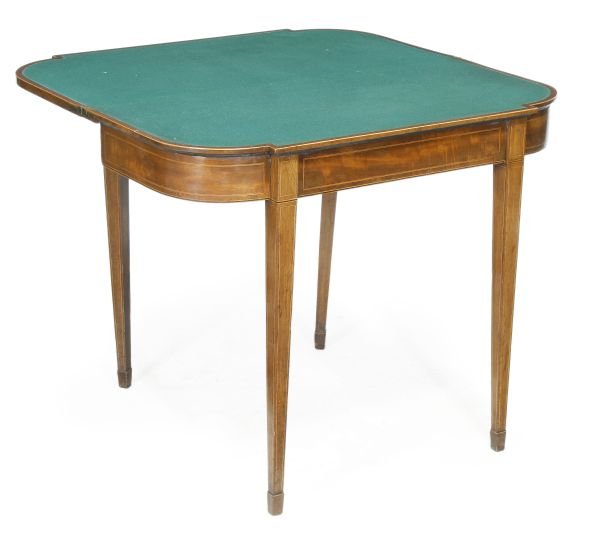 A George III mahogany breakfront folding card tabl - 2