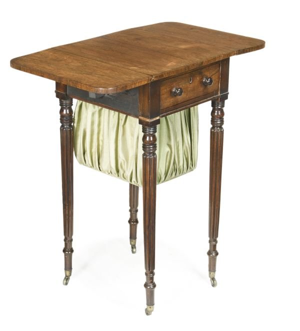 A Regency rosewood work box, circa 1815, hinged r