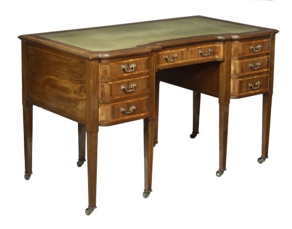 An Edwardian mahogany and satinwood banded dressin