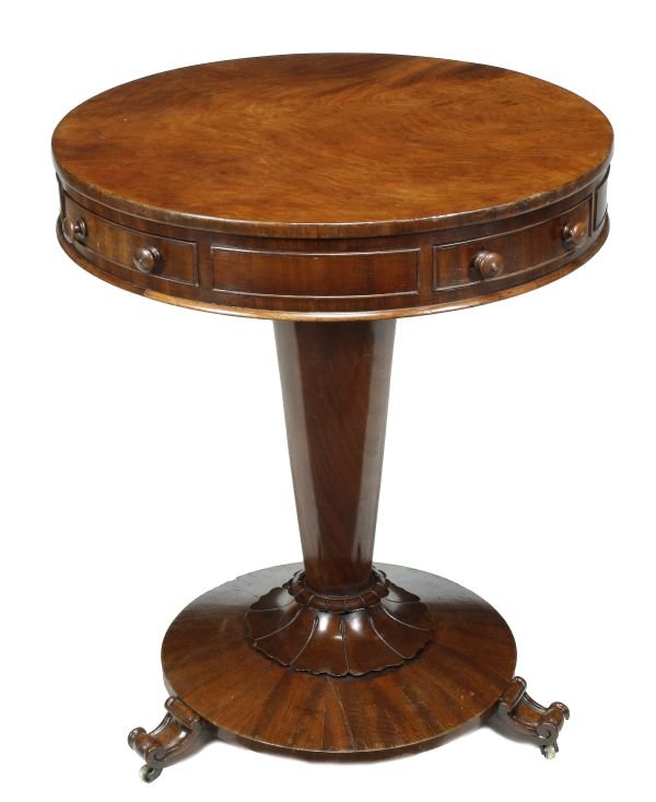 A Victorian mahogany drum occasional table, circa