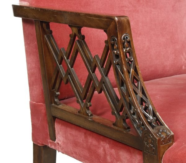 A mahogany framed and upholstered armchair in Chip - 2