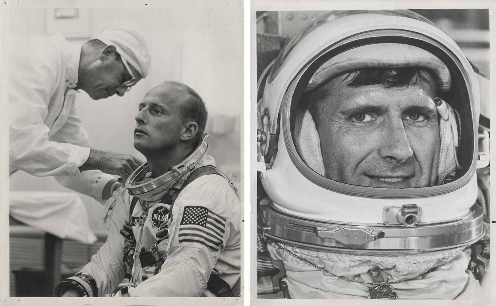 [Gemini XI] THE MOST DARING GEMINI CREW: PORTRAITS OF RICHARD GORDON AND PETE CONRAD: [Gemini XI] THE MOST DARING GEMINI CREW: PORTRAITS RICHARD GORDON AND PETE CONRADNASA, August-September 1966 Printed 1966.Two vintage gelatin silver prints on fibre-based paper [NASA images 66-H-1204
