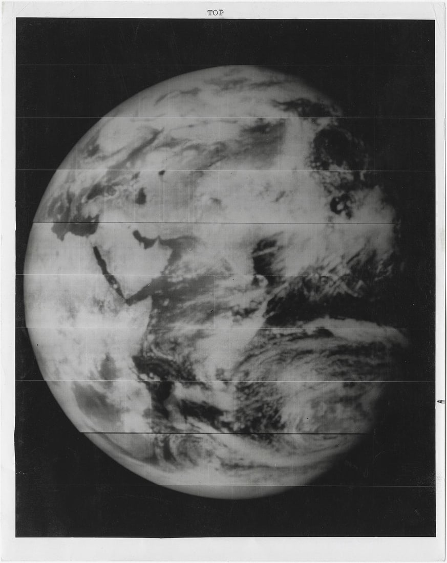 [Lunar Orbiter V] THE FIRST IMAGE OF THE NEARLY FULL EARTH, CAPTURED FROM THE MOON’S DISTANCE: [Lunar Orbiter V] THE FIRST IMAGE OF THE NEARLY FULL EARTH, CAPTURED FROM THE MOON'S DISTANCENASA, 8 August 1967 Printed 1967.Vintage gelatin silver print on fibre-based paper [NASA image 67-H-1109, p