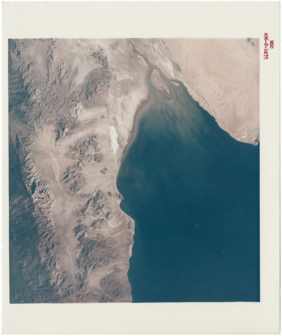 [Apollo 6] STUNNING ORBITAL VIEW OVER THE MOUTH OF THE COLORADO RIVER (1 of 2)