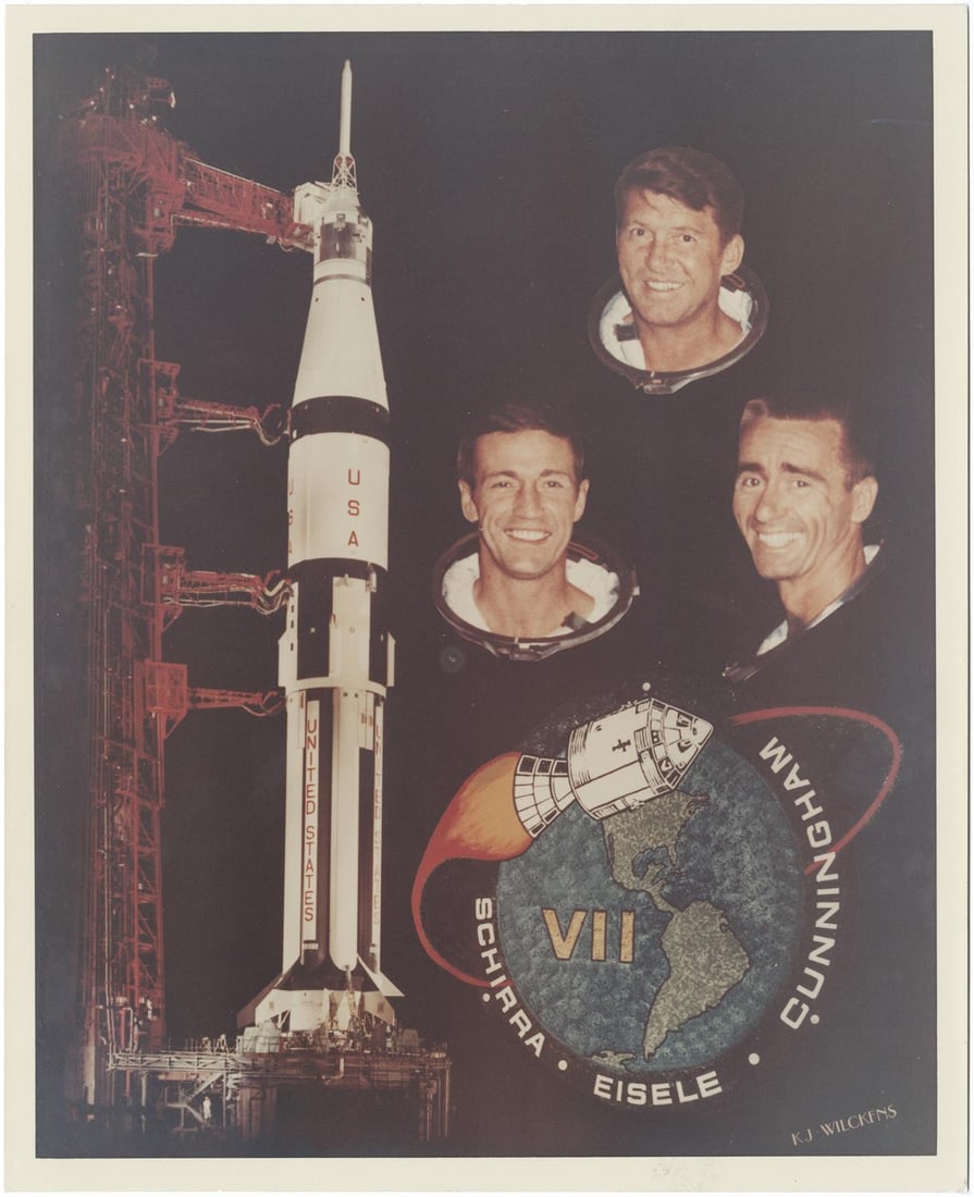 [Apollo 7] THE ROCKET, CREW, AND INSIGNIA OF APOLLO 7, NASA’S FIRST MANNED APOLLO MISSION (1 of 2)