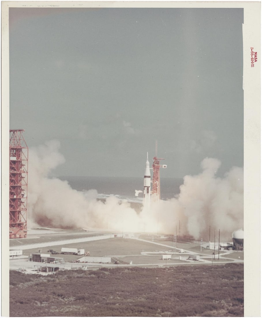 [Apollo 7] THE LAUNCH OF THE FIRST MANNED APOLLO MISSION (1 of 2)