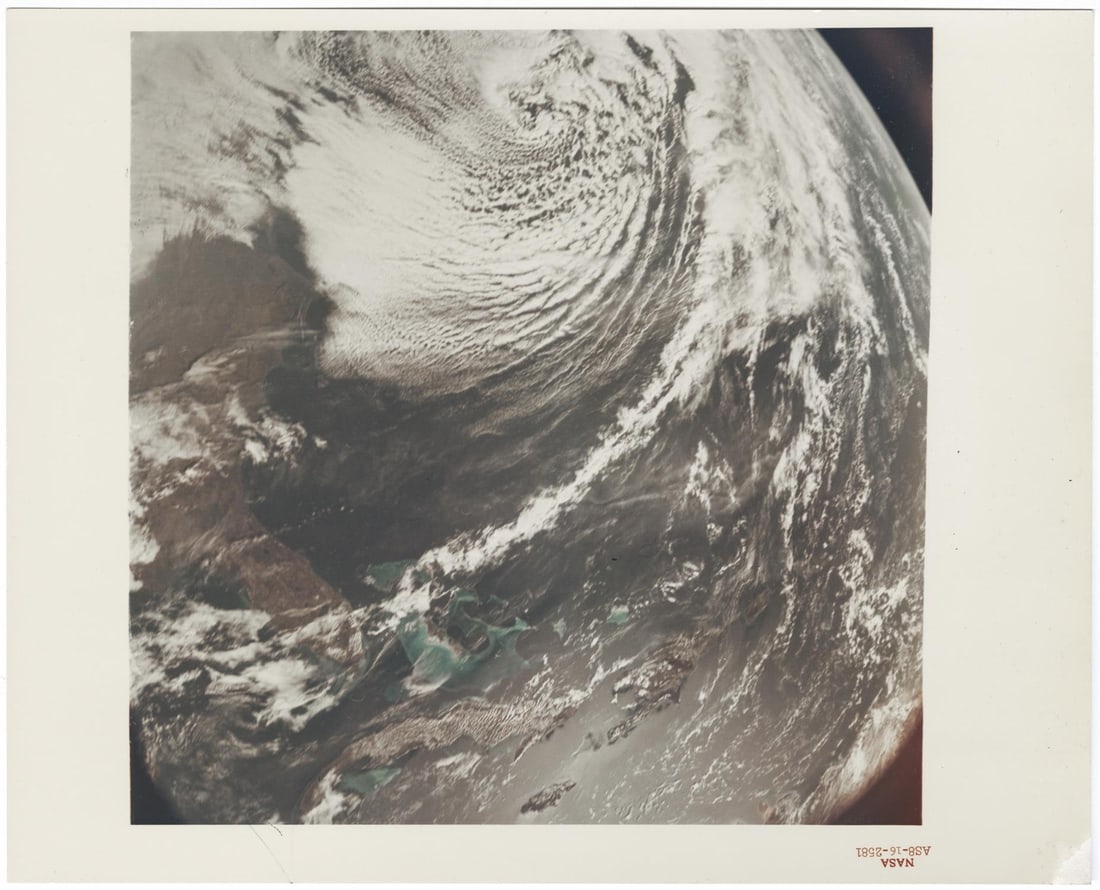 [Apollo 8] THE FIRST PHOTOGRAPH OF EARTH TAKEN BY HUMANS FROM BEYOND EARTH ORBIT (1 of 5)