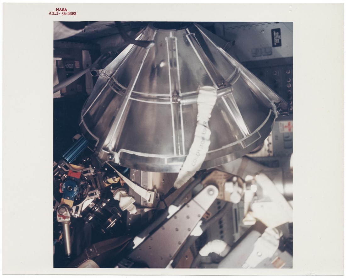 [Apollo 11] THE DOCKING SYSTEM INSIDE THE COMMAND MODULE EN ROUTE TO THE MOON (1 of 2)