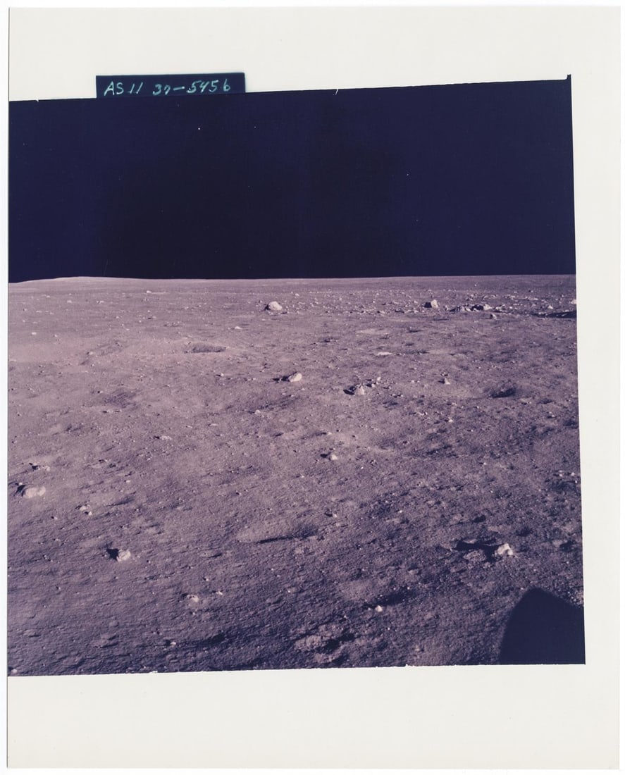 [Apollo 11] RARE FIRST VIEW OF TRANQUILITY BASE FROM THE PILOT’S WINDOW AFTER LANDING (1 of 2)