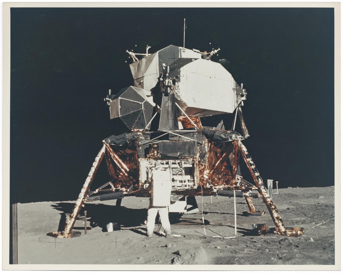[Apollo 11] BUZZ ALDRIN BESIDE LUNAR MODULE EAGLE (1 of 2)