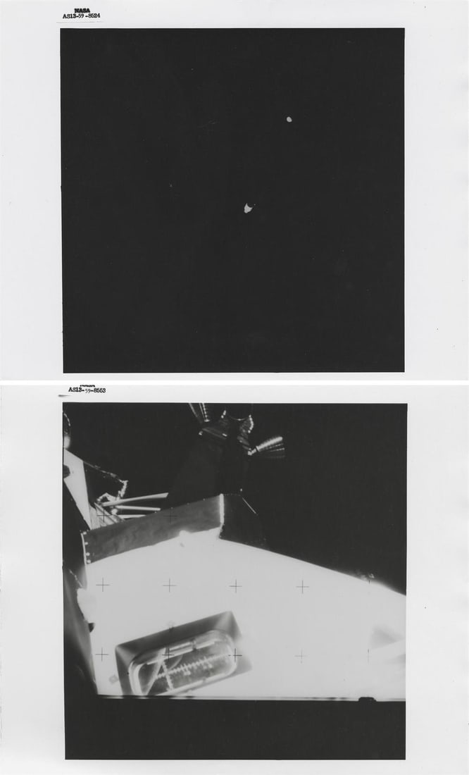 [Apollo 13] JETTISON OF THE DAMAGED SERVICE MODULE AND LIFEBOAT LM AQUARIUS PRIOR TO EARTH REENTRY (1 of 5)