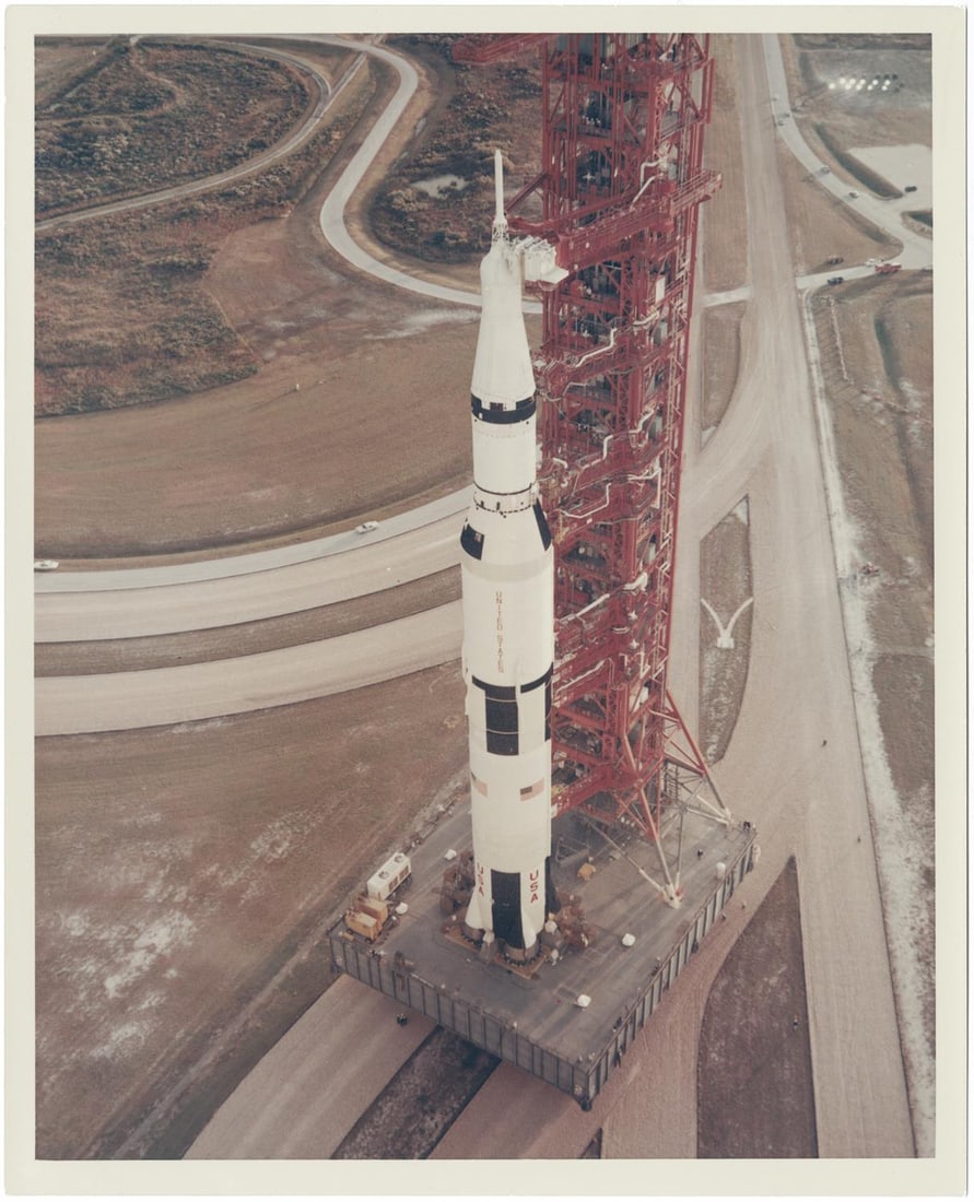 [Apollo 14] SATURN V MOON ROCKET ROLL OUT TO THE LAUNCH PAD 39A (1 of 2)