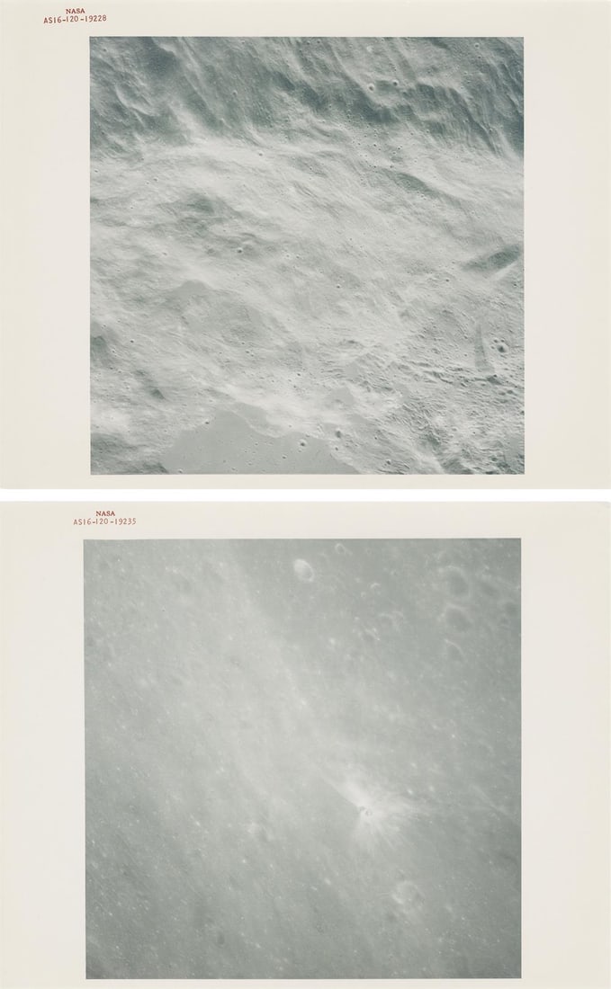 [Apollo 16] ORBITAL VIEWS OF BRIGHT MOONSCAPES (TWO VIEWS) (1 of 5)
