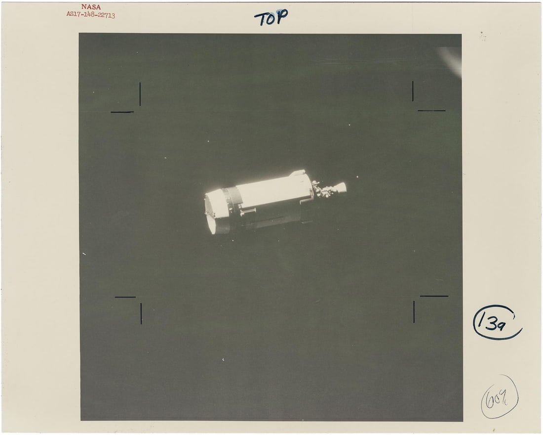 [Apollo 17] THE EXPENDED S-IVB THIRD STAGE DRIFTING THROUGH DEEP SPACE (1 of 2)