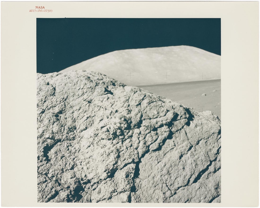 [Apollo 17] THE STATION 7 BOULDER AND THE SOUTH MASSIF (1 of 2)