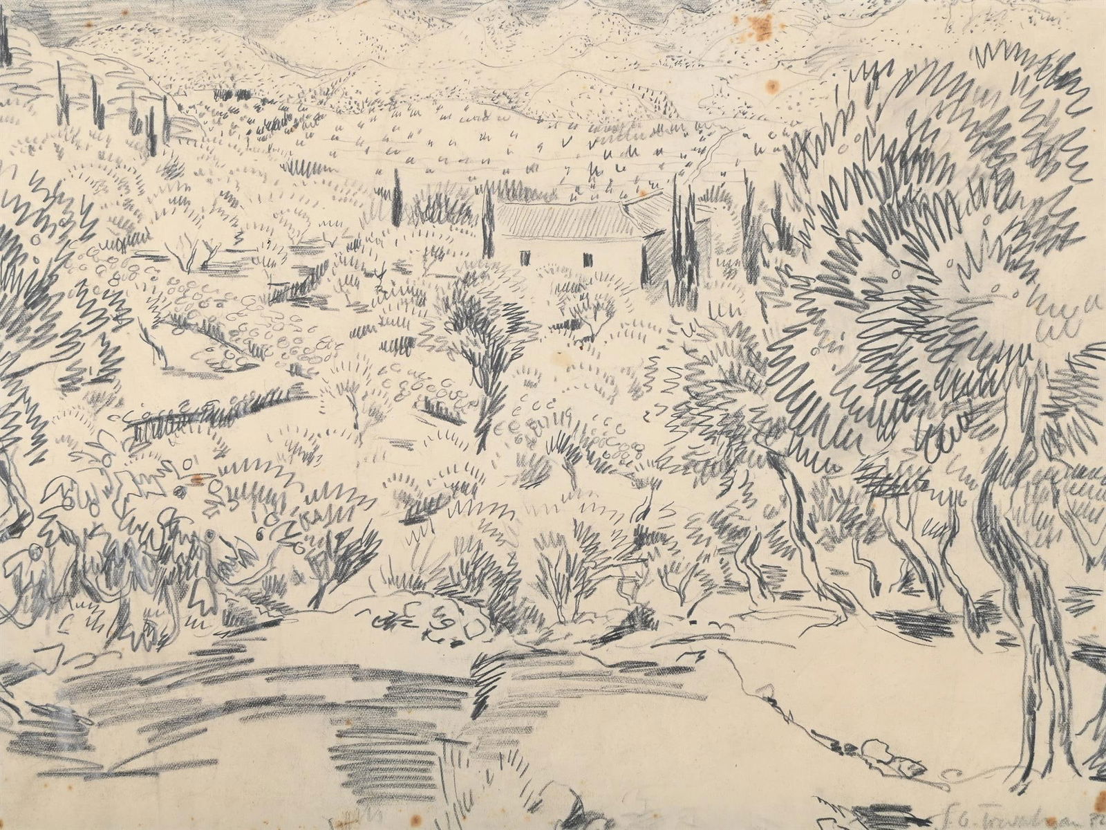 λ JULIAN TREVELYAN (BRITISH 1910-1988), A MEDITERRANEAN LANDSCAPE (1 of 3)