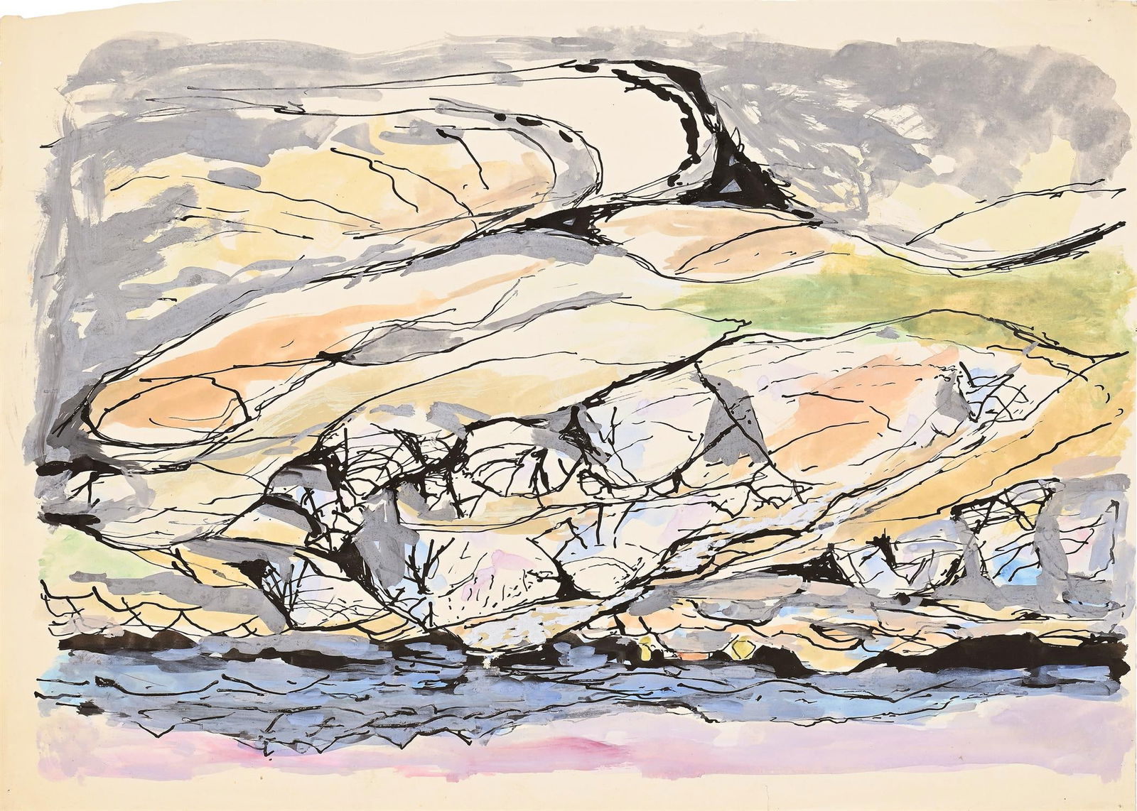 λ JULIAN TREVELYAN (BRITISH 1910-1988), A ROCKY LANDSCAPE (1 of 3)