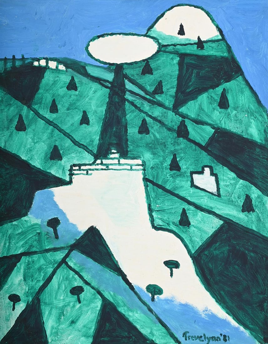 λ JULIAN TREVELYAN (BRITISH 1910-1988), MOUNT ATHOS: λ JULIAN TREVELYAN (BRITISH 1910-1988)MOUNT ATHOSOil on canvasSigned and dated '81 (lower right)76 x 61.1cm (29¾ x 24in.)Provenance:Philip Trevelyan, the artist's son λ indicates that t