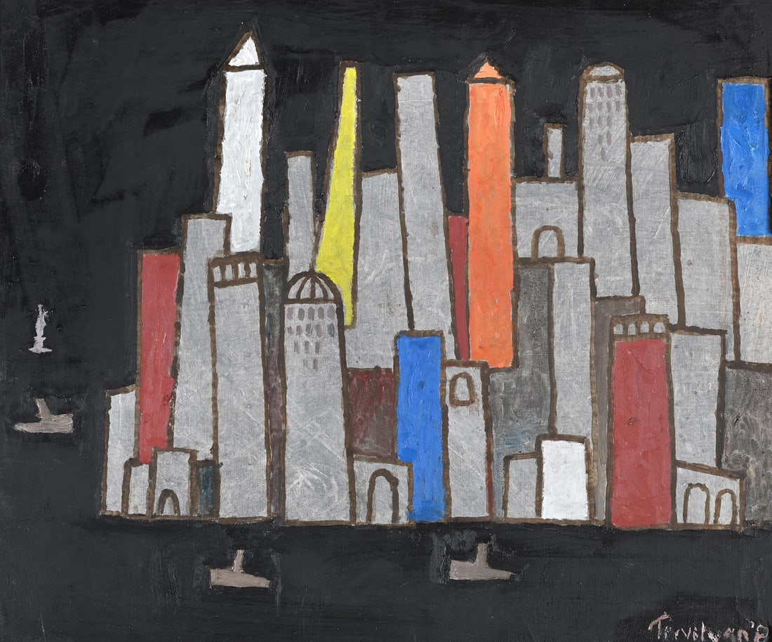 λ JULIAN TREVELYAN (BRITISH 1910-1988), MANHATTAN OFFICES AT NIGHT (1 of 3)