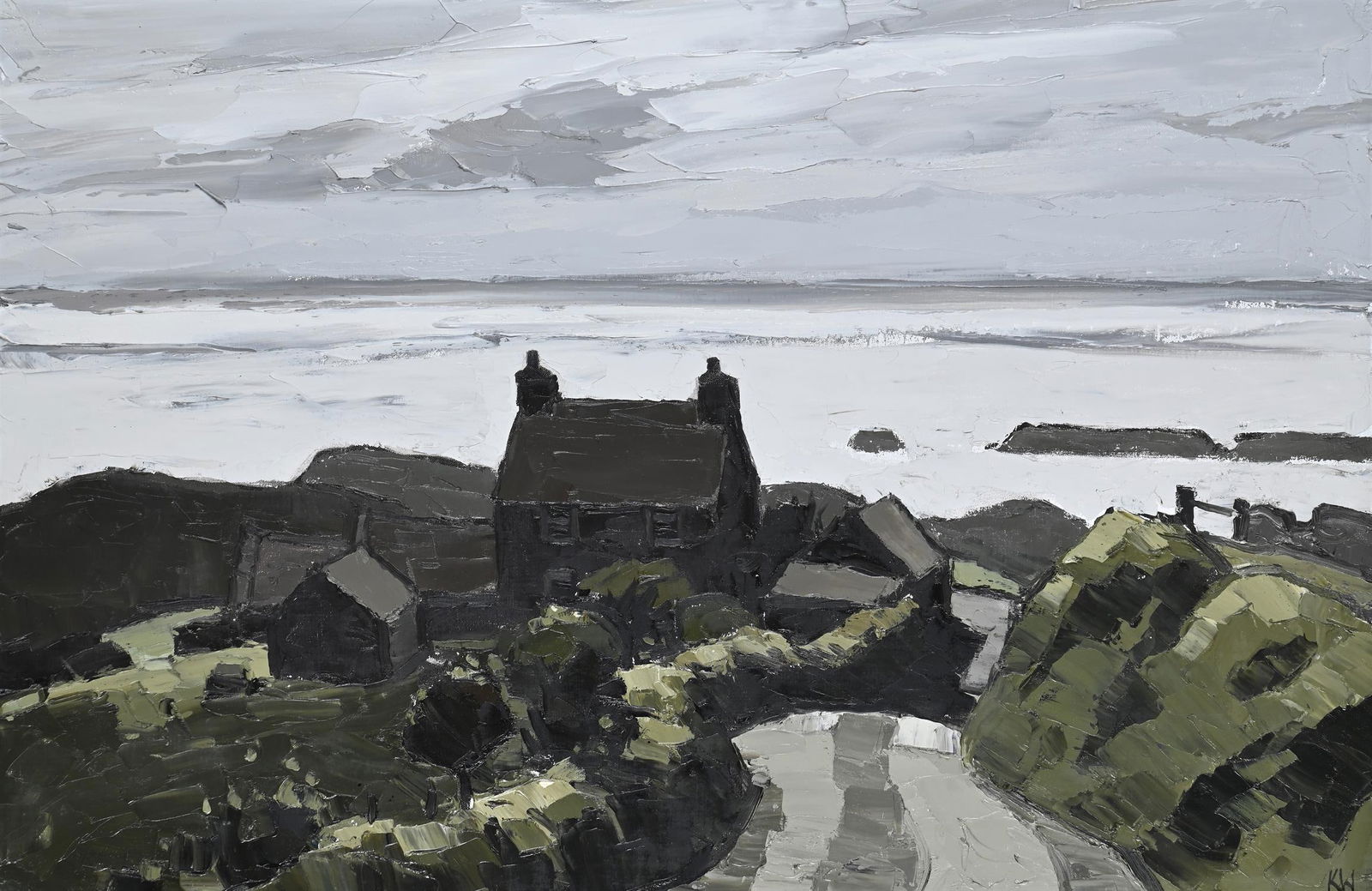 λ SIR KYFFIN WILLIAMS (BRITISH 1918-2006), WARN LYDON: λ SIR KYFFIN WILLIAMS (BRITISH 1918-2006)WAUN LYDANOil on canvasSigned with initials (lower right)61 x 91cm (24 x 35¾ in.)Provenance: Thackeray Gallery, London, 2000Private collection λ