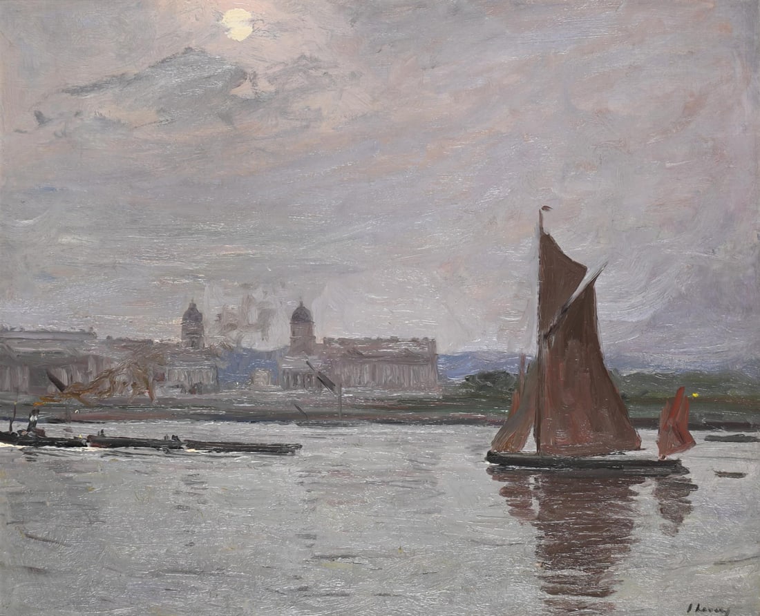 SIR JOHN LAVERY (BRITISH 1856-1941), THE RIVER AT GREENWICH (1 of 3)