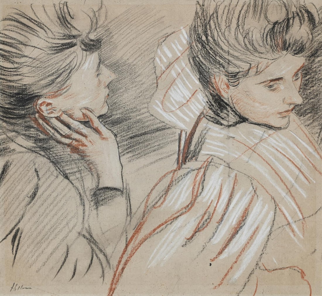 PAUL CÉSAR HELLEU (FRENCH 1859-1927), MADAME HELLEU: PAUL CÉSAR HELLEU (FRENCH 1859-1927) MADAME HELLEUBlack, red and white chalk Signed (lower left)26 x 27.5cm (10 x 10¾ in.)Executed in 1898.Provenance:Sale, Sotheby's, London, 11 December 196