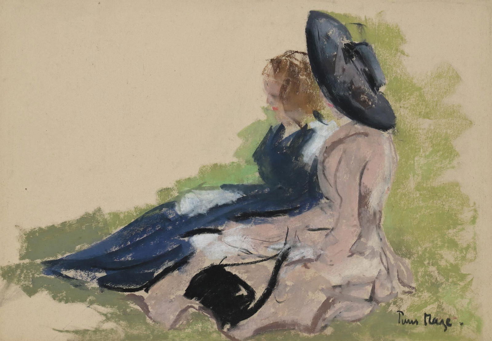 λ PAUL LUCIEN MAZE (FRENCH/BRITISH 1887-1979)THE DUCHESS OF MARLBOROUGH AT GOODWOOD: λ PAUL LUCIEN MAZE (FRENCH/BRITISH 1887-1979)THE DUCHESS OF MARLBOROUGH AT GOODWOODPastel on buff paperSigned (lower right)36.5 x 54cm (14¼ x 21¼in.)Provenance:Collection of the late Jo