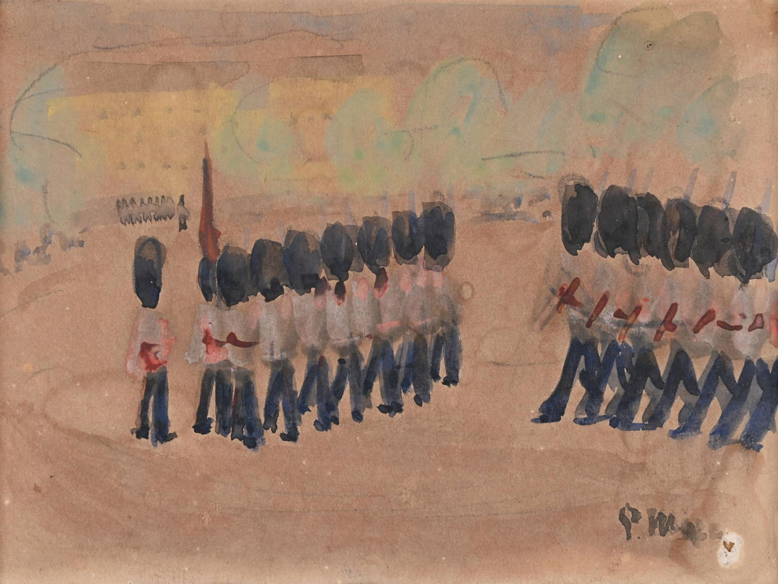 λ PAUL LUCIEN MAZE (FRENCH/BRITISH 1887-1979), GUARDS ON PARADE (1 of 3)