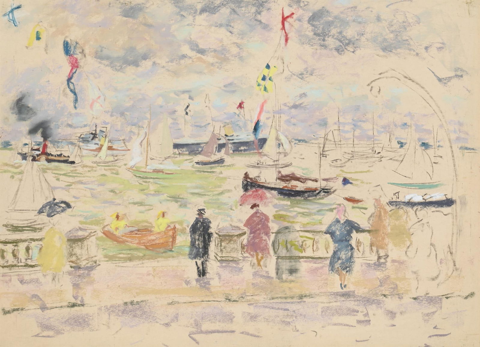 λ PAUL LUCIEN MAZE (FRENCH/BRITISH 1887-1979), SPECTATORS AT COWES, ISLE OF WIGHT (1 of 3)