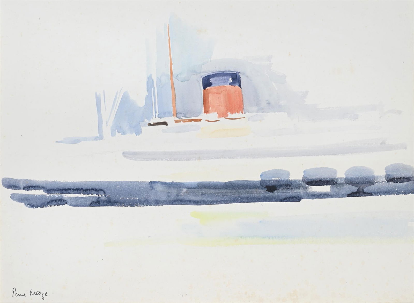 λ PAUL LUCIEN MAZE (FRENCH/BRITISH 1887-1979), STUDY OF A LINER (1 of 3)