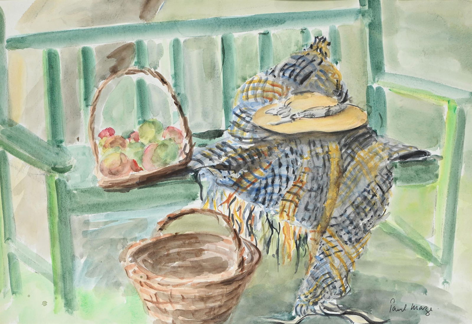 λ PAUL LUCIEN MAZE (FRENCH/BRITISH 1887-1979), THE GARDENER'S BENCH (1 of 3)