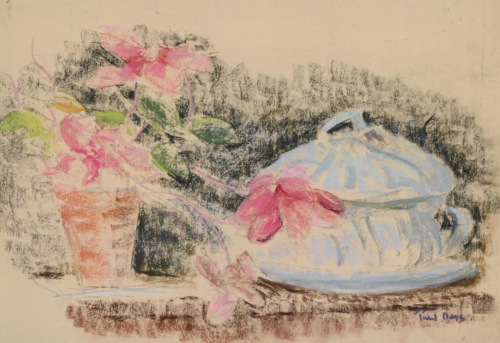 λ PAUL LUCIEN MAZE (FRENCH/BRITISH 1887-1979), STILL LIFE OF A CYCLAMEN AND TUREEN (1 of 3)